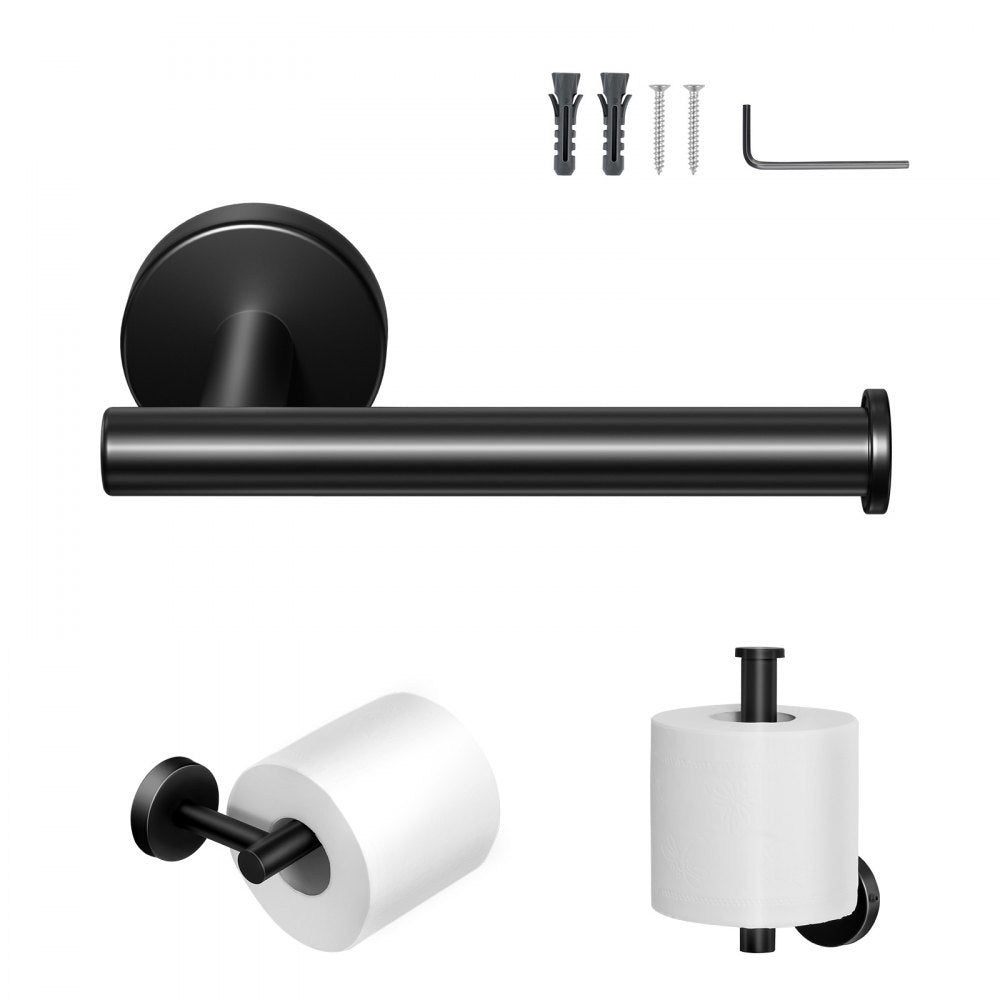 VEVOR Toilet Paper Holder, Fits Mega Rolls Size, Premium Stainless Steel Rustproof Material, Wall Mounted with Screws, Toilet Roll Tissue Holder for Bathroom, Washroom, Kitchen, Matte Black