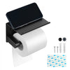 VEVOR Toilet Paper Holder with Shelf, Fits Mega Rolls Size, Stainless Steel Rustproof Material, Wall Mounted with Screws and Double-Sided Tape, Toilet Roll Tissue Holder for Bathroom, Matte Black