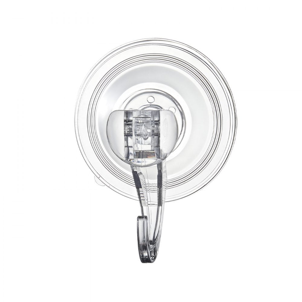 VEVOR Suction Cup Hooks 6 Pack, 2.76 x 3.54 x 1.57 inch, 10 LBS Max Load Clear Shower Suction Cups, Strong and Reusable Heavy Duty Wall Holder, for Loofah, Towel, Glass, Window, Kitchen, Bathroom