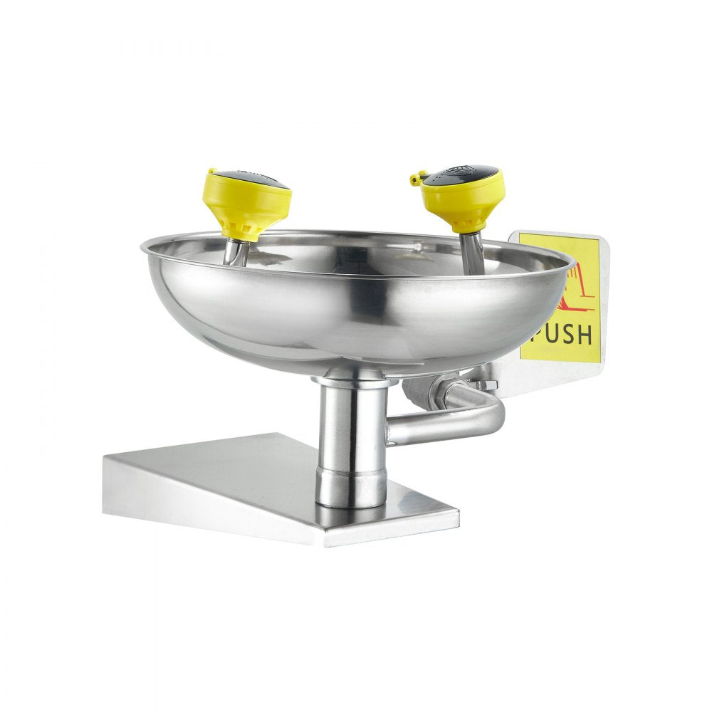 VEVOR Emergency Eye Wash Station, Stainless Steel Wall-Mounted Eyewash Unit, First Aid Eye Wash Sink 16.14 x 12.99 x 9.45 Inches, Ideal for Laboratories, Factories, Schools, Construction Sites