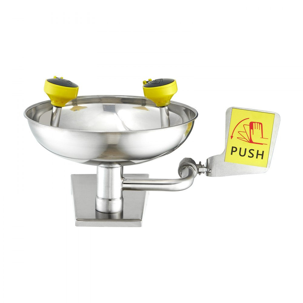 VEVOR Emergency Eye Wash Station, Stainless Steel Wall-Mounted Eyewash Unit, First Aid Eye Wash Sink 16.14 x 12.99 x 9.45 Inches, Ideal for Laboratories, Factories, Schools, Construction Sites