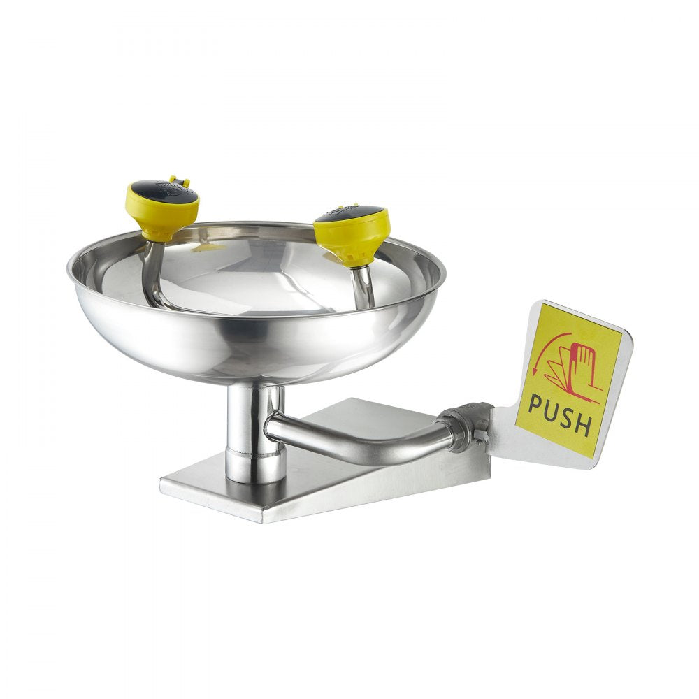 VEVOR Emergency Eye Wash Station, Stainless Steel Wall-Mounted Eyewash Unit, First Aid Eye Wash Sink 16.14 x 12.99 x 9.45 Inches, Ideal for Laboratories, Factories, Schools, Construction Sites