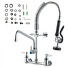 VEVOR Wall-Mounted Brass Kitchen Faucet, 21" Tall, 8" Installation Width, Includes 12" Rotating Spout and Pull-Down Sprayer, Suitable for Single, Double, or Triple Sinks