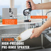 VEVOR Wall-Mounted Kitchen Faucet, 25" Tall, 8" Center Distance, 12" Rotatable Spout, Includes Pre-Rinse Spray, Brass Build, Pull-Down Feature, Suitable for Multi-Compartment Sinks