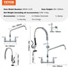VEVOR Wall-Mounted Kitchen Faucet, 25" Tall, 8" Center Distance, 12" Rotatable Spout, Includes Pre-Rinse Spray, Brass Build, Pull-Down Feature, Suitable for Multi-Compartment Sinks