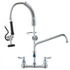VEVOR Wall-Mounted Kitchen Faucet, 25" Tall, 8" Center Distance, 12" Rotatable Spout, Includes Pre-Rinse Spray, Brass Build, Pull-Down Feature, Suitable for Multi-Compartment Sinks