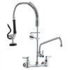 VEVOR Wall-Mounted Kitchen Faucet, 25" Tall, 8" Center Distance, 12" Rotatable Spout, Includes Pre-Rinse Spray, Brass Build, Pull-Down Feature, Suitable for Multi-Compartment Sinks