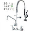 VEVOR Wall-Mounted Kitchen Faucet, 25" Tall, 8" Center Distance, 12" Rotatable Spout, Includes Pre-Rinse Spray, Brass Build, Pull-Down Feature, Suitable for Multi-Compartment Sinks