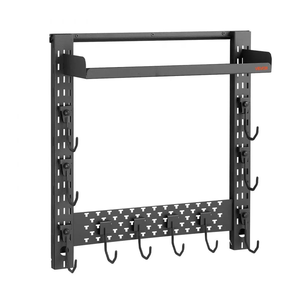 VEVOR Gun Rack Wall Mount, Heavy Duty Steel, Indoor Rifle Shotgun Rack with J-Hooks, Additional Tray Storage, Gun Accessories Display Storage Holder, Hold Up to 3 Rifles or Shotguns, for Tactical Gear