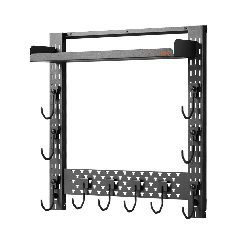 VEVOR Gun Rack Wall Mount, Heavy Duty Steel, Indoor Rifle Shotgun Rack with J-Hooks, Additional Tray Storage, Gun Accessories Display Storage Holder, Hold Up to 3 Rifles or Shotguns, for Tactical Gear