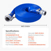 VEVOR Backwash Hose, 1.5 in x 100 ft, Blue High Quality PVC Hose, with Clamps, Camlock, Aluminum Fittings, Fit Various Pumps, for Sewage Treatment, Water Transportation and More Agricultural Purposes