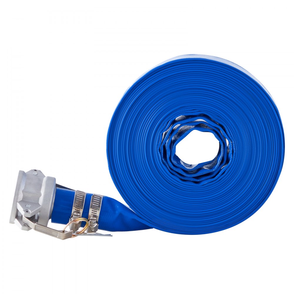 VEVOR Backwash Hose, 1.5 in x 50 ft, Blue High Quality PVC Hose, with Clamps, Camlock, Aluminum Fittings, Fit Various Pumps, for Sewage Treatment, Water Transportation and More Agricultural Purposes