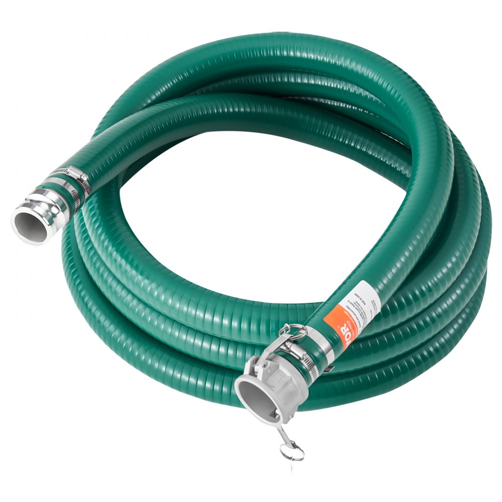 VEVOR Suction Hose, 2 in x 20 ft, Green High Quality Hose, with Camlock Connectors, and Aluminum Fittings, Fit Various Pumps, for Sewage Treatment, Water Transportation and More Agricultural Purposes