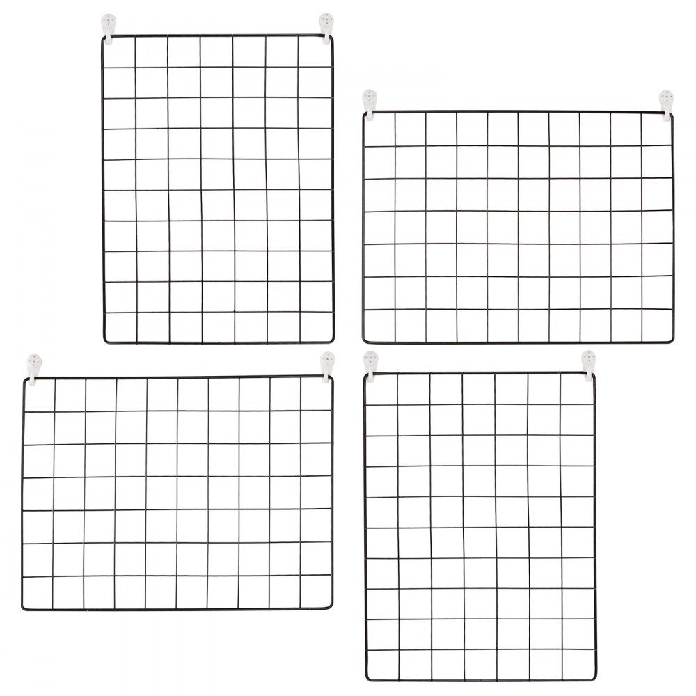 VEVOR Grid Wall Panels, 4 Packs Wire Wall Grid for Photo Pictures Display, Wall Storage Organizer Metal Grid Wall Panel for Home Office Decor with Clips and Hooks, 11.8x15.7 inch