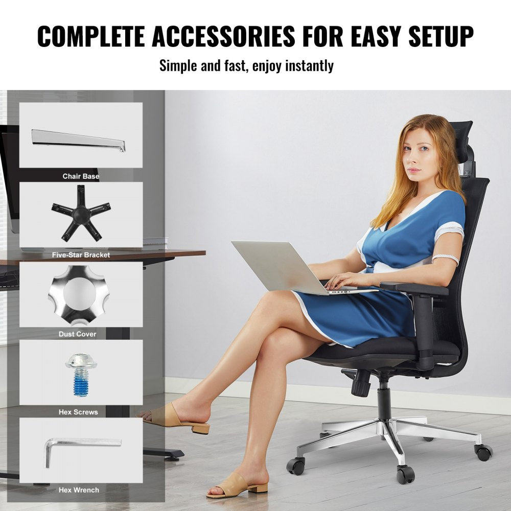 VEVOR Office Chair Base Replacement, 28", 2500 lbs Static Load Capacity, Heavy Duty Universal Computer Desk Chair Stool Base Part with Reinforced Metal Legs, Desk Chair Base Replacement Parts, Silver
