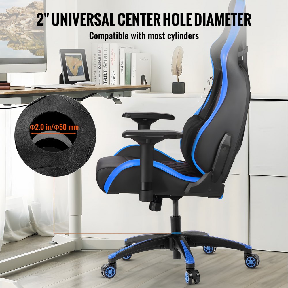 VEVOR Office Chair Base Replacement, 28", 2500 lbs Static Load, Heavy Duty Universal Computer Desk Chair Stool Base Part with 5 Casters and Reinforced Legs, Desk Chair Base Replacement, Black + Blue