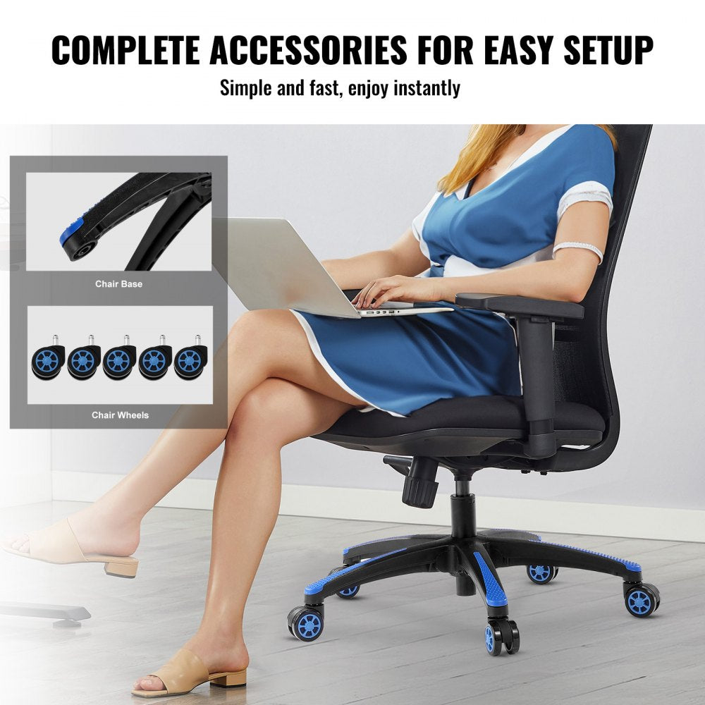 VEVOR Office Chair Base Replacement, 28", 2500 lbs Static Load, Heavy Duty Universal Computer Desk Chair Stool Base Part with 5 Casters and Reinforced Legs, Desk Chair Base Replacement, Black + Blue