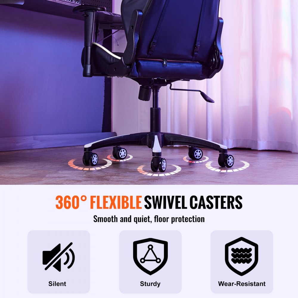 VEVOR Office Chair Base Replacement, 28", 2500 lbs Static Load, Heavy Duty Universal Computer Desk Chair Stool Base Part with 5 Casters and Reinforced Legs, Desk Chair Base Replacement, Black + White