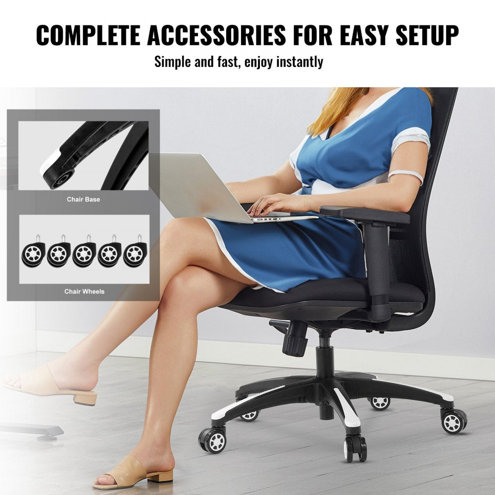 VEVOR Office Chair Base Replacement, 28", 2500 lbs Static Load, Heavy Duty Universal Computer Desk Chair Stool Base Part with 5 Casters and Reinforced Legs, Desk Chair Base Replacement, Black + White