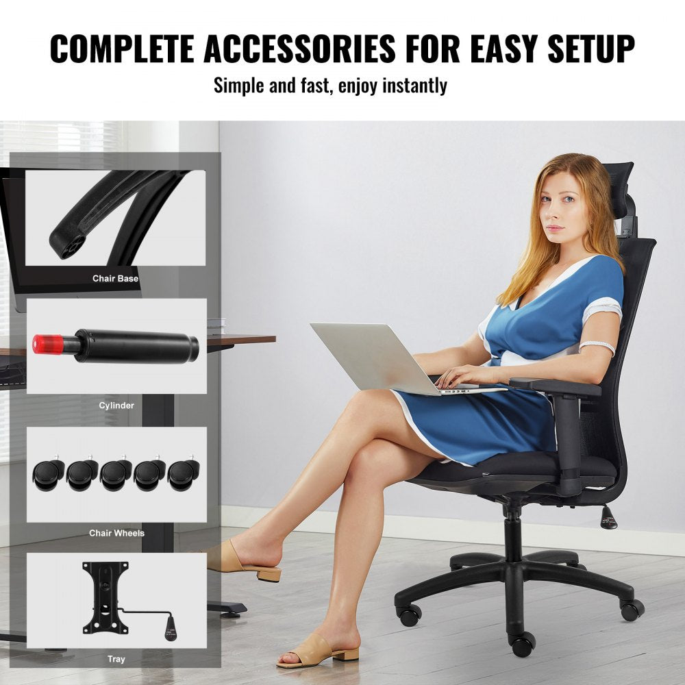 VEVOR Office Chair Base Replacement, 28", 2500 lbs Static Load, Heavy Duty Universal Computer Desk Chair Stool Base Part with 5 Casters, Gas Cylinder & Seat Plate, Desk Chair Base Replacement, Black