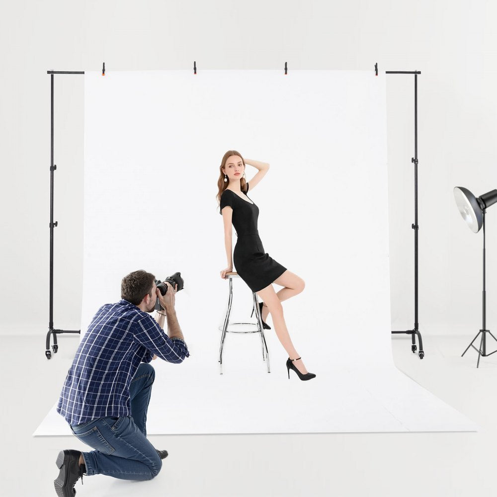VEVOR Backdrop Stand with Wheels, 7 x 10 ft Adjustable Photo Backdrop Stand Kit, Moveable Background Backdrop Stand, Heavy Duty Projector Screen Stand, for Wedding, Photo Studio & Party