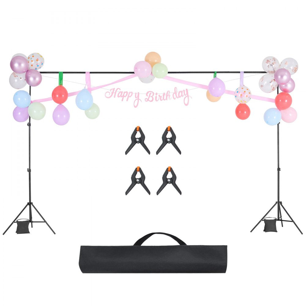 VEVOR Backdrop Stand, 6.5 x 10 ft Adjustable Photo Backdrop Stand Kit, Portable Background Backdrop Stand with 5 Crossbars, Heavy Duty Projector Screen Stand, for Wedding, Photo Video Studio & Party