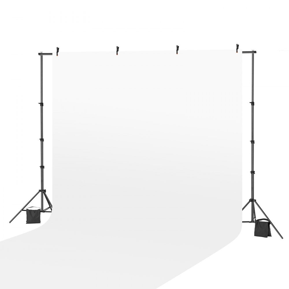 VEVOR Backdrop Stand, 7 x 10 ft Adjustable Photo Backdrop Stand Kit, Portable Background Backdrop Stand with 3 Crossbars, Heavy Duty Projector Screen Stand, for Wedding, Photo Video Studio & Party