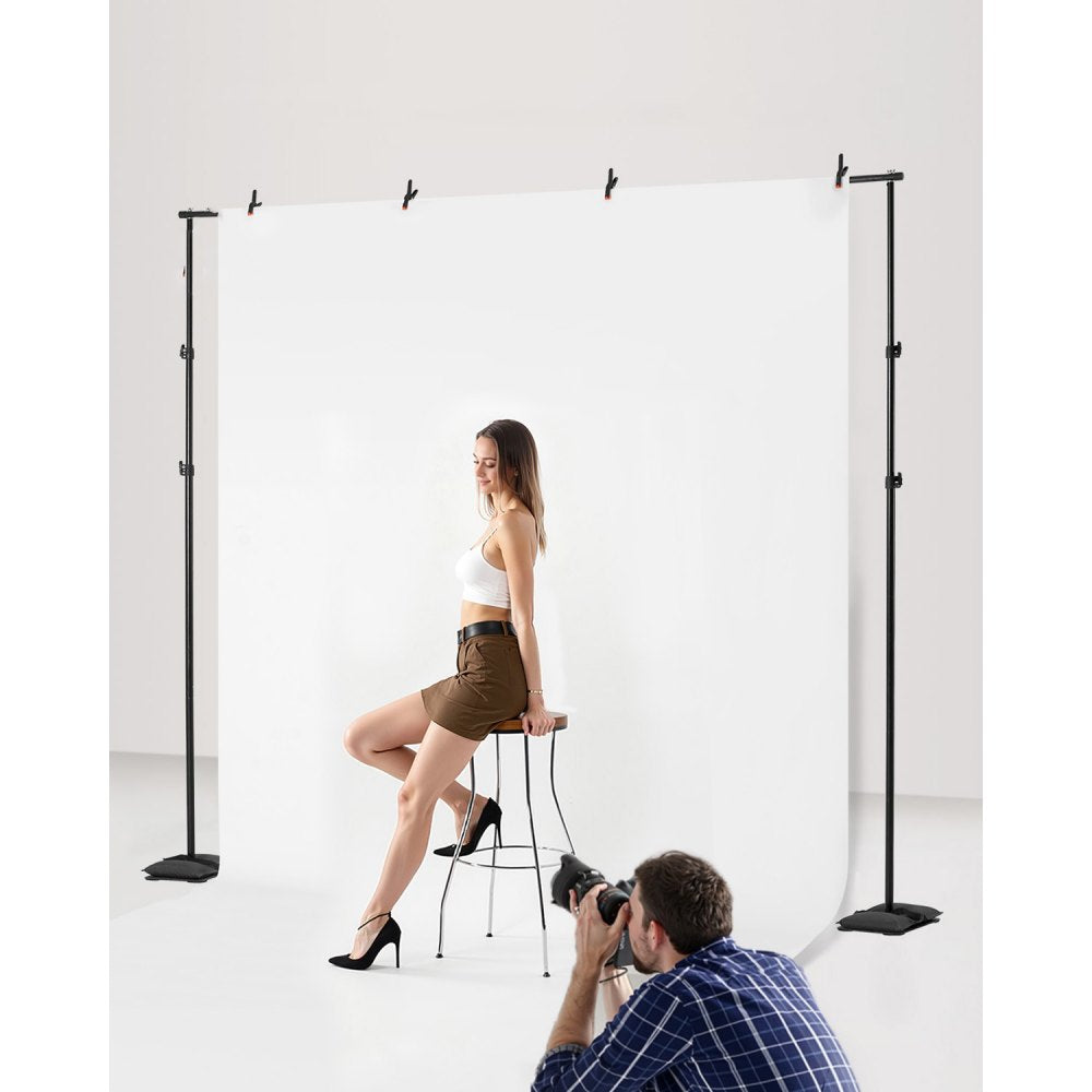 VEVOR Backdrop Stand, 8.5 x 10 ft Adjustable Photo Backdrop Stand Kit, Portable Background Backdrop Stand with 7 Crossbars, Heavy Duty Projector Screen Stand, for Wedding, Photo Video Studio & Party