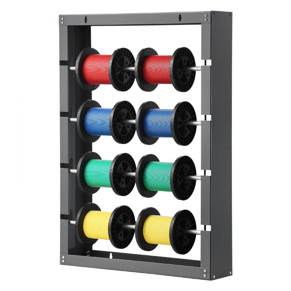 VEVOR Wire Spool Rack, 4 Adjustable Rods, Cold-Rolled Steel Wire Spool Holder Wall Mounted for Multi-Spools, Wiring Storage, 150 lbs Capacity Cable Dispenser, for Electrical Industrial Retail Use