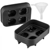 VEVOR Skull Ice Cube Tray, 4-Grid Skull Ice Ball Maker, Flexible Black Silicone Ice Tray with Lid & Funnel, Funny Skull Ice Cubes 1.6"x1.8" Each for Beverage, Chocolate, etc. on Parties & Holidays