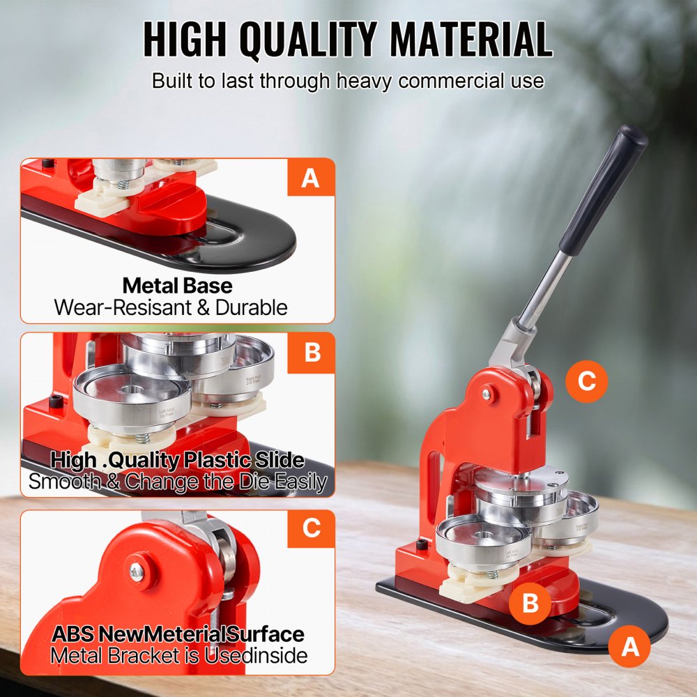 VEVOR Button Maker Machine, 58 mm (2.25 inch) Badge Punch Press Kit, Children DIY Gifts Pin Maker, Button Making Supplies with 500pcs Button Parts & Circle Cutter & Magic Book