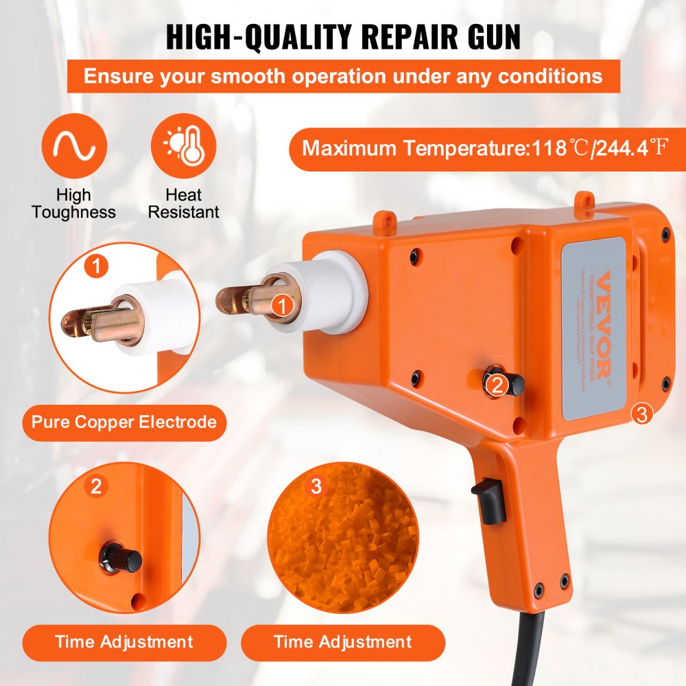 VEVOR Stud Welder Kit, 1600A Stud Welder Dent Repair Kit, 800VA Spot Welder Stud, 110V Welder Stud Kit, Stud Gun Dent Puller Kit with Complete Accessories, Dent Welder Repair for Auto Body Repairing