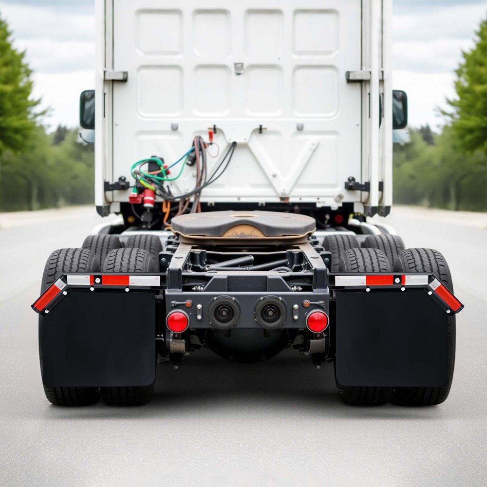 VEVOR Angled Spring Loaded Mud Flap Hangers, 1-1/8" Bolt Spacing Mudflap Hangers for Semi Trucks, 1 Pair Heavy Duty Semi Truck Mud Flap Hanger Set with Reflective Strips, Black