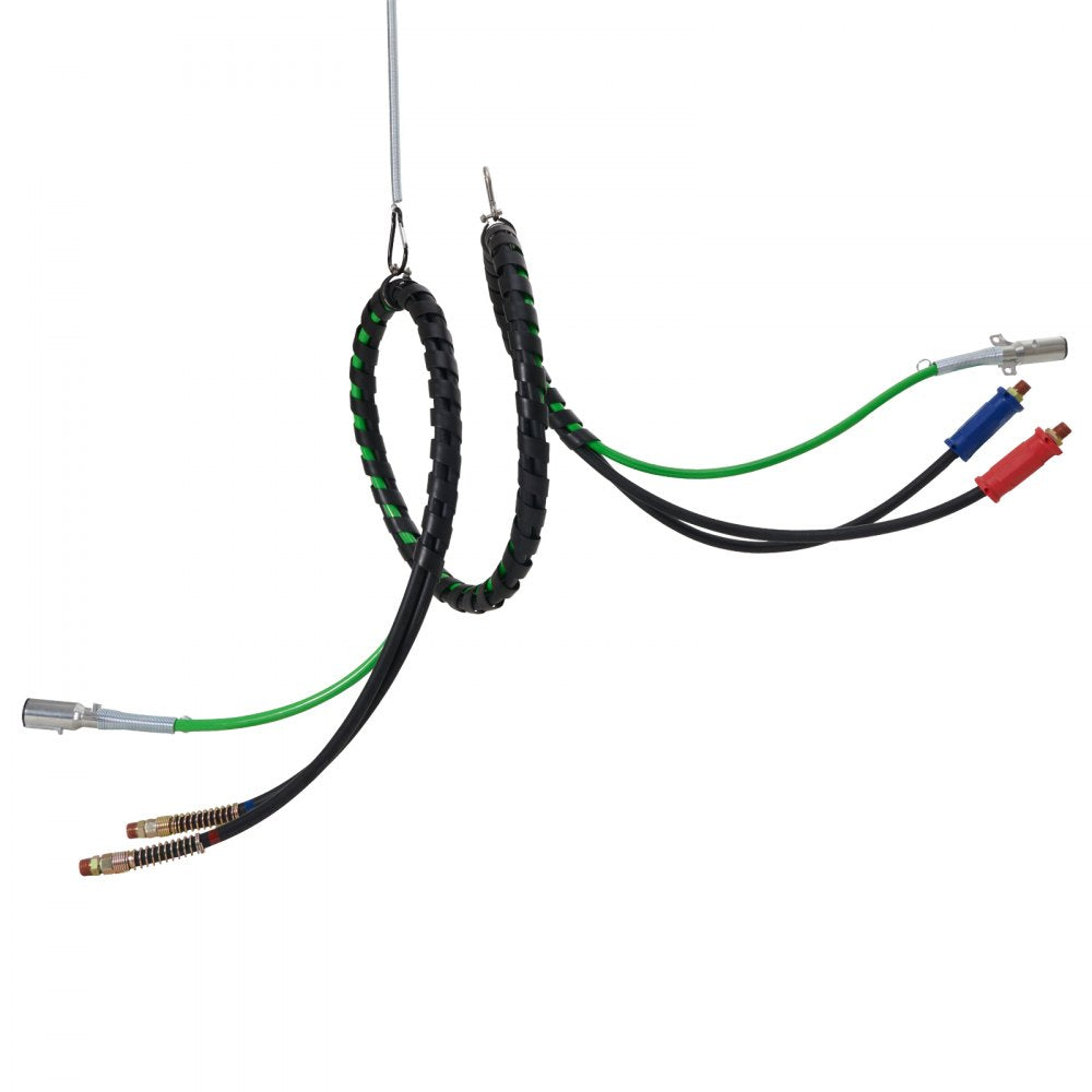 VEVOR 15FT Semi Truck Air Lines Kit with 2PCS Glad Hands, 3-in-1 Air Hoses & 7 Way ABS Electric Power Line, with 2PCS Gladhand Handles, 4PCS Seals and Tender Spring Kit for Semi Truck Trailer Tractor
