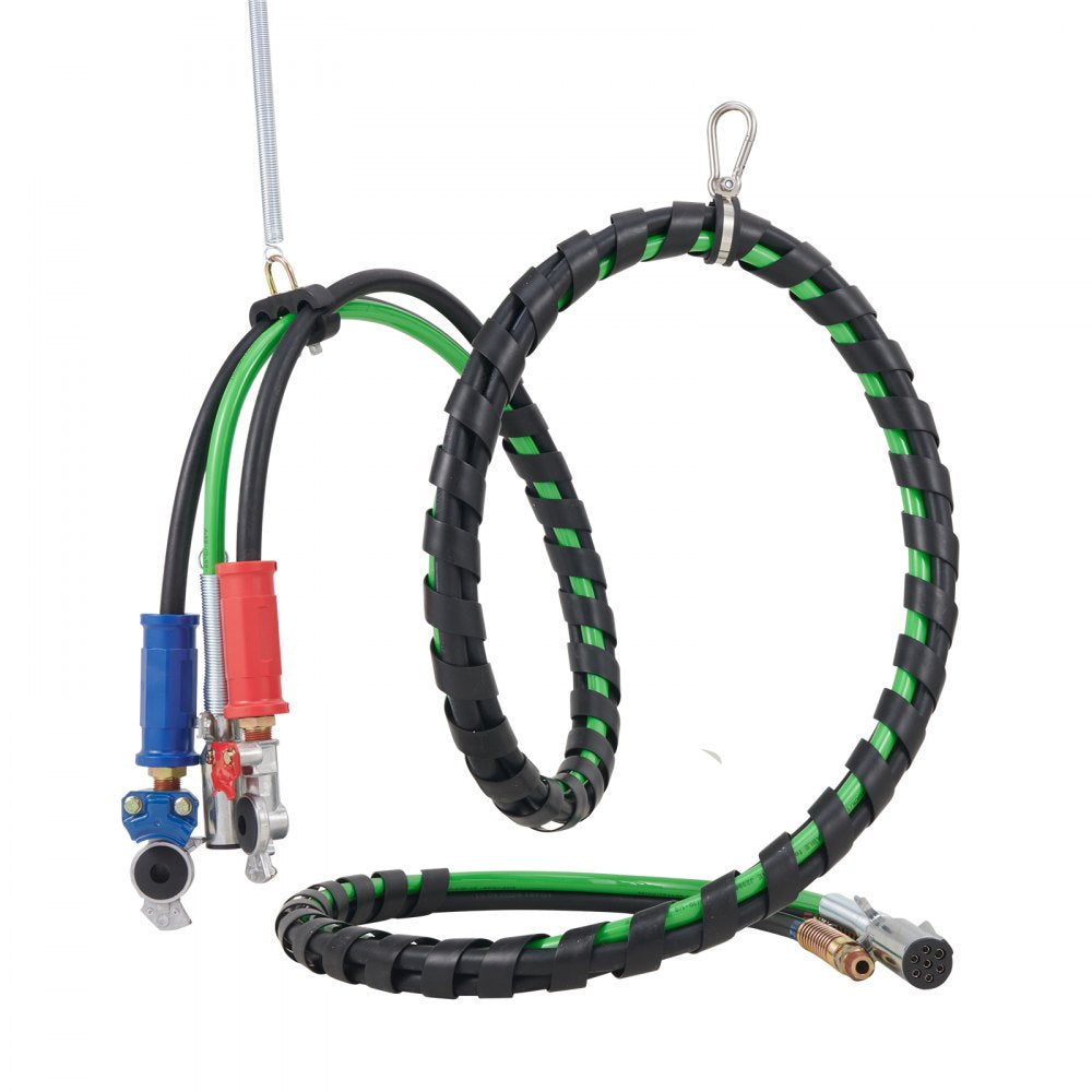VEVOR 15FT Semi Truck Air Lines Kit with 2PCS Glad Hands, 3-in-1 Air Hoses & 7 Way ABS Electric Power Line, with 2PCS Gladhand Handles, 4PCS Seals and Tender Spring Kit for Semi Truck Trailer Tractor