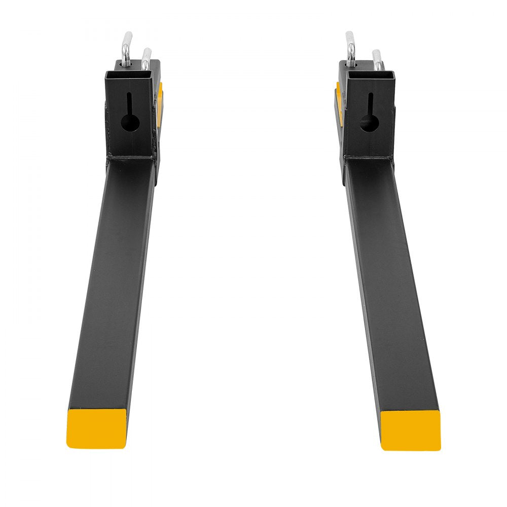 VEVOR Pallet Forks, 4000 lbs 60 in Clamp-On Pallet Forks Yellow Tips Fixed, Front Loader Attachment for Tractor, Skid Steer, Loader Bucket, Agriculture, and Farm Use, Heavy-Duty Steel Bucket Fork