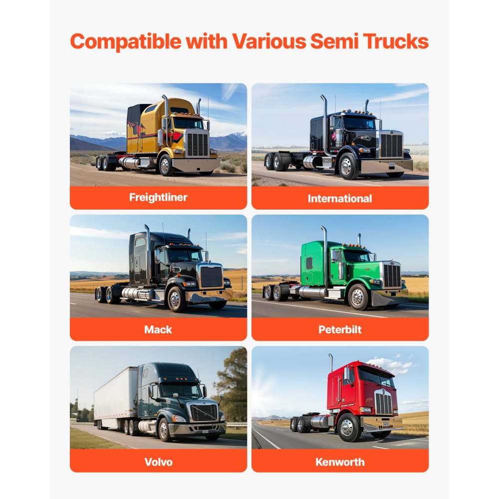 VEVOR Quarter Fenders for Semi Trucks, 24" x 24" Semi Truck Fenders with Tube Bracket and Mounting Hardware, 1 Pair Right & Left Quarter Fender Set, Fit for Freightliner, Peterbilt, Kenworth