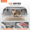 VEVOR Cat Litter Box, 6 inches Deep, XL Extra Large Stainless Steel Cat Litter Box with Scoop, Wide Filtering Foot Board & High Sides, Enclosed Odor-Free Easy-to-Clean Litter Box, Fit for Big Cats