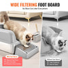 VEVOR Cat Litter Box, 6 inches Deep, XL Extra Large Stainless Steel Cat Litter Box with Scoop, Wide Filtering Foot Board & High Sides, Enclosed Odor-Free Easy-to-Clean Litter Box, Fit for Big Cats