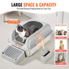 VEVOR Cat Litter Box, 6 inches Deep, XL Extra Large Stainless Steel Cat Litter Box with Scoop, Wide Filtering Foot Board & High Sides, Enclosed Odor-Free Easy-to-Clean Litter Box, Fit for Big Cats