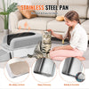 VEVOR Cat Litter Box, 6 inches Deep, XL Extra Large Stainless Steel Cat Litter Box with Scoop, Wide Filtering Foot Board & High Sides, Enclosed Odor-Free Easy-to-Clean Litter Box, Fit for Big Cats