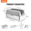 VEVOR Cat Litter Box, 6 inches Deep, XL Extra Large Stainless Steel Cat Litter Box with Scoop, Wide Filtering Foot Board & High Sides, Enclosed Odor-Free Easy-to-Clean Litter Box, Fit for Big Cats