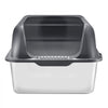 VEVOR Cat Litter Box, 6 inches Deep, XL Extra Large Stainless Steel Cat Litter Box with Scoop, Wide Filtering Foot Board & High Sides, Enclosed Odor-Free Easy-to-Clean Litter Box, Fit for Big Cats