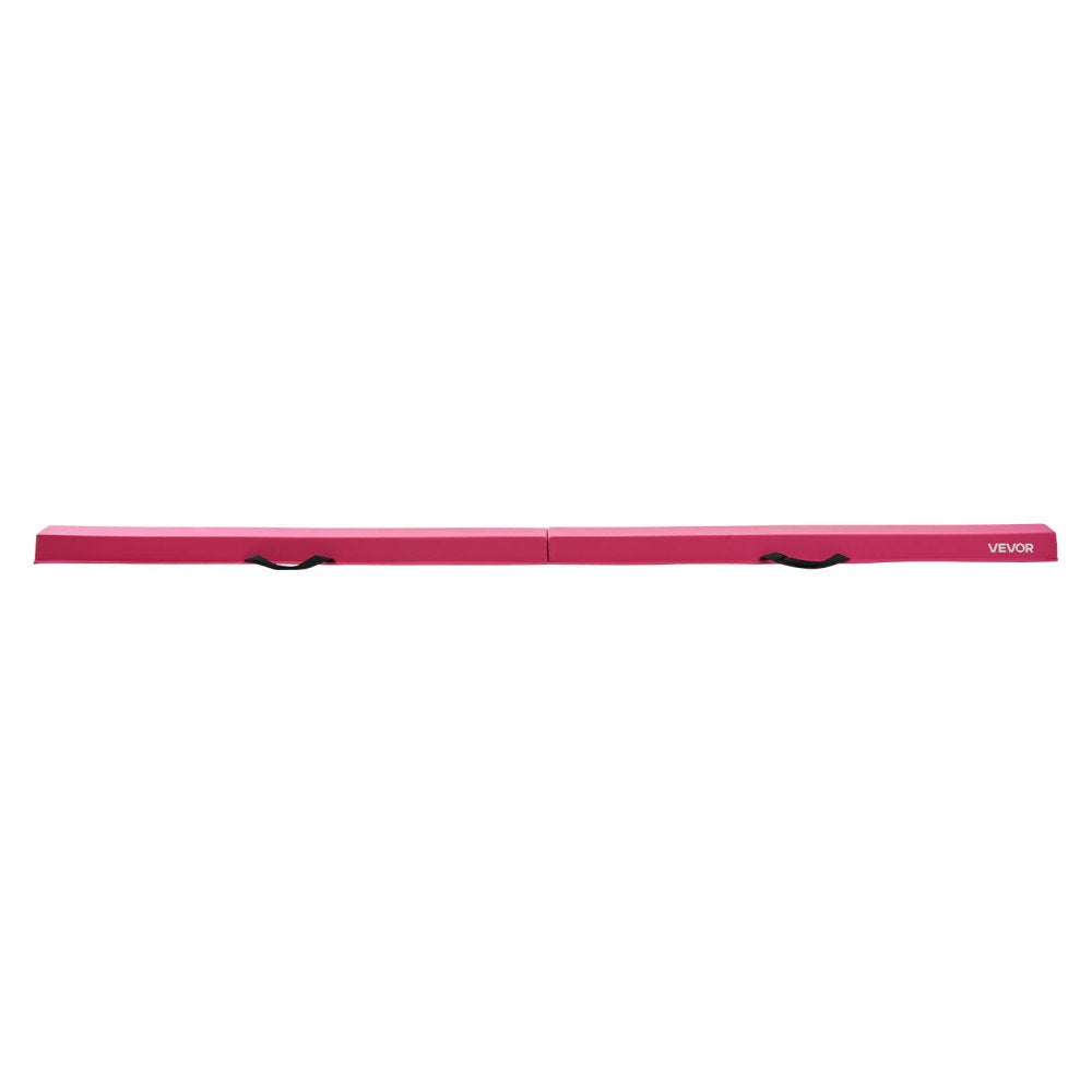 VEVOR 8FT Folding Balance Beam for Kids, 200LBS Stable Support Gymnastics Floor Beam with Non-Slip Mats, Gymnastics Training Equipment with Anti-Slip Bottom and Carrying Bag for Home Gym, Pink