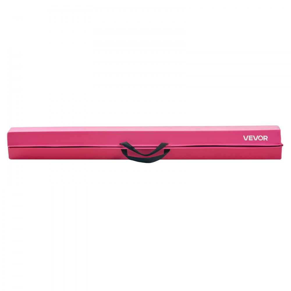 VEVOR 8FT Folding Balance Beam for Kids, 200LBS Stable Support Gymnastics Floor Beam with Non-Slip Mats, Gymnastics Training Equipment with Anti-Slip Bottom and Carrying Bag for Home Gym, Pink