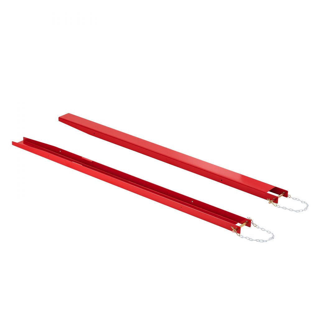 VEVOR Forklift Extensions 84 x 4.5 in, 5500 lbs Load Capacity & Bottom Lock, for Forklifts and Forklift Trucks, Heavy-Duty Industrial Steel Pallet Fork Attachments, Extended Load Handling, Red, 1 Pair