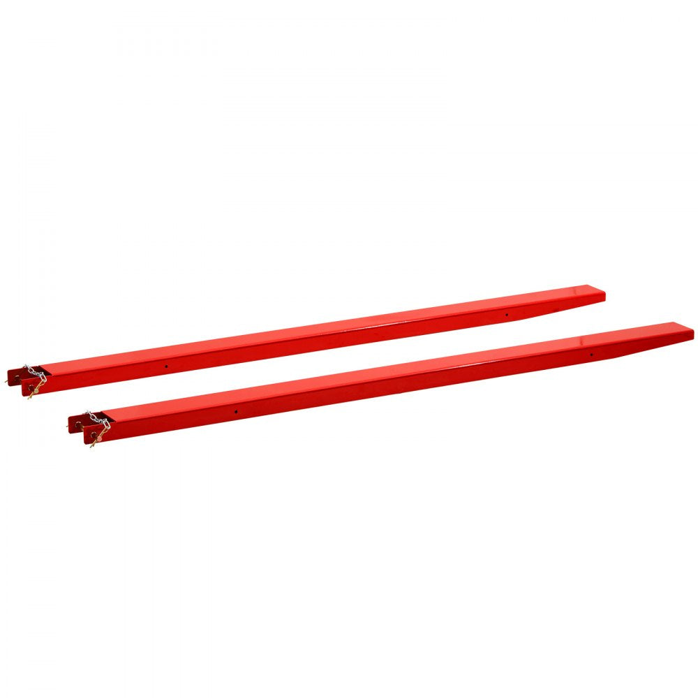 VEVOR Forklift Extensions 84 x 4.5 in, 5500 lbs Load Capacity & Bottom Lock, for Forklifts and Forklift Trucks, Heavy-Duty Industrial Steel Pallet Fork Attachments, Extended Load Handling, Red, 1 Pair