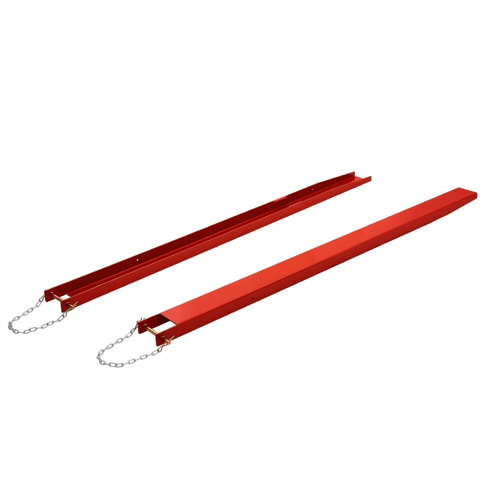 VEVOR Forklift Extensions 84 x 4.5 in, 5500 lbs Load Capacity & Bottom Lock, for Forklifts and Forklift Trucks, Heavy-Duty Industrial Steel Pallet Fork Attachments, Extended Load Handling, Red, 1 Pair