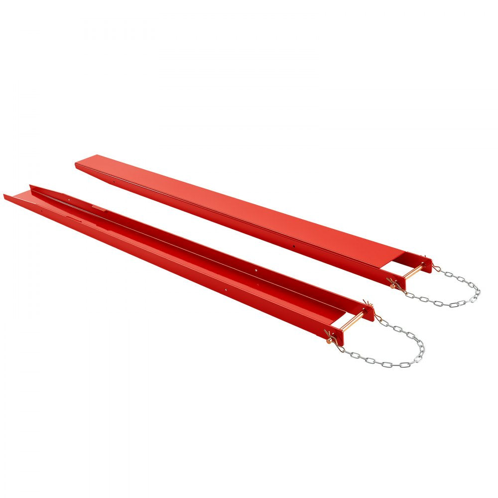 VEVOR Forklift Extensions 84 x 5.5 in, 5500 lbs Load Capacity & Bottom Lock, for Forklifts and Forklift Trucks, Heavy-Duty Industrial Steel Pallet Fork Attachments, Extended Load Handling, Red, 1 Pair