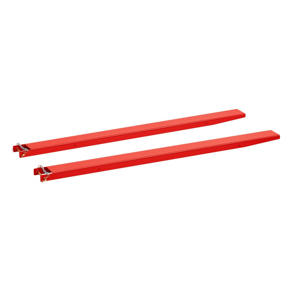 VEVOR Forklift Extensions 84 x 5.5 in, 5500 lbs Load Capacity & Bottom Lock, for Forklifts and Forklift Trucks, Heavy-Duty Industrial Steel Pallet Fork Attachments, Extended Load Handling, Red, 1 Pair
